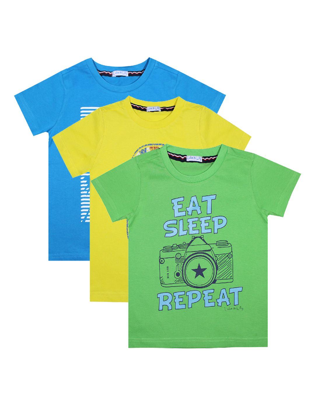 luke & lilly boys pack of 3 printed round neck t-shirts