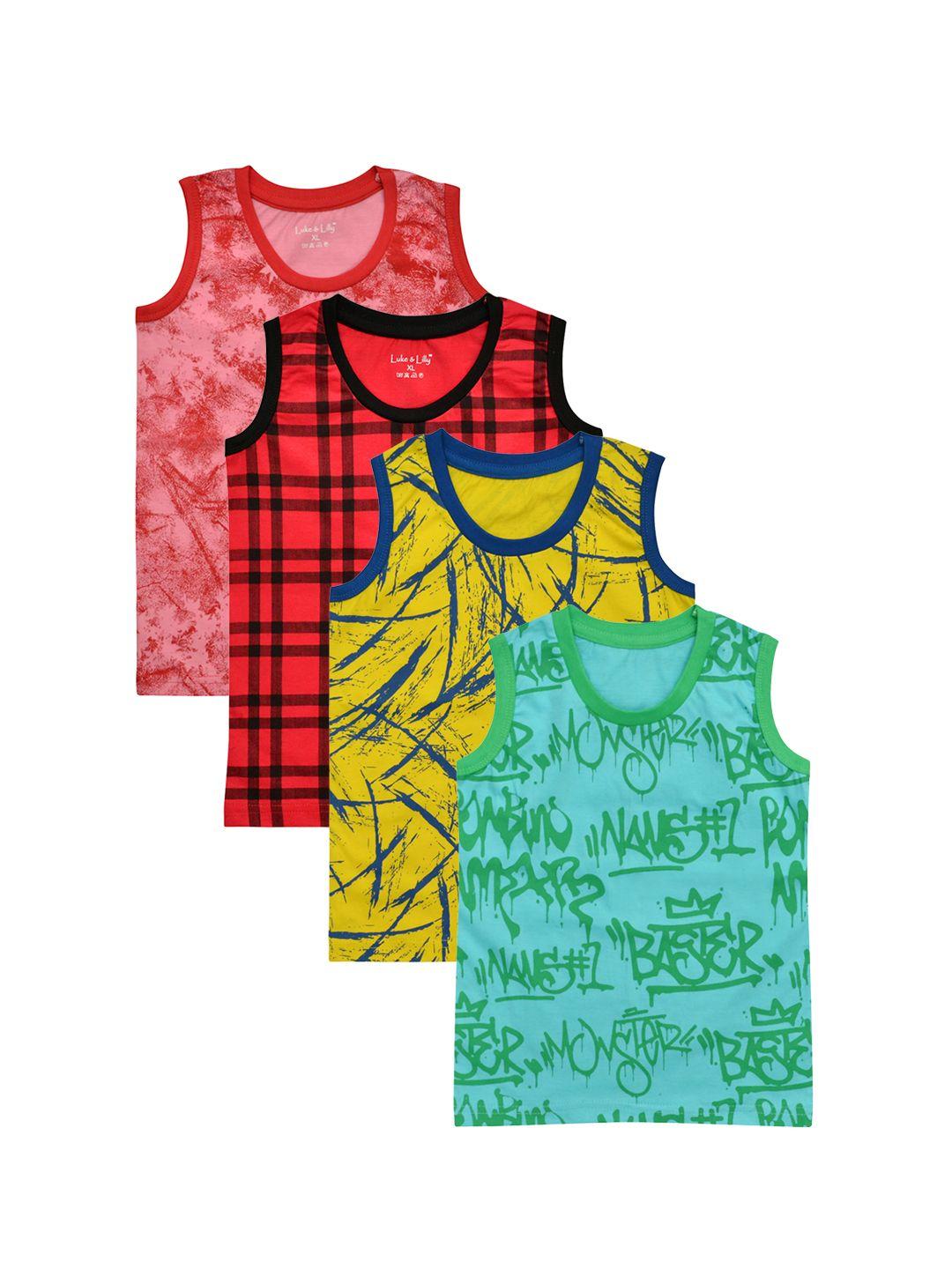 luke & lilly boys pack of 4 multicoloured printed round neck t-shirt