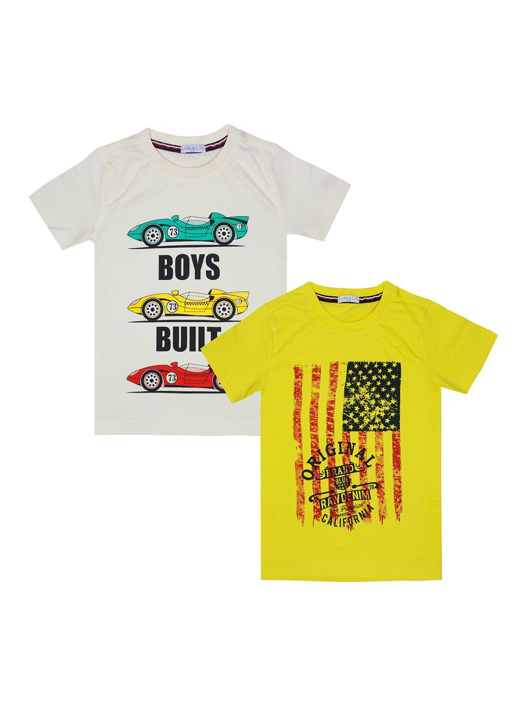 luke & lilly boys set of 2 printed round neck t-shirt