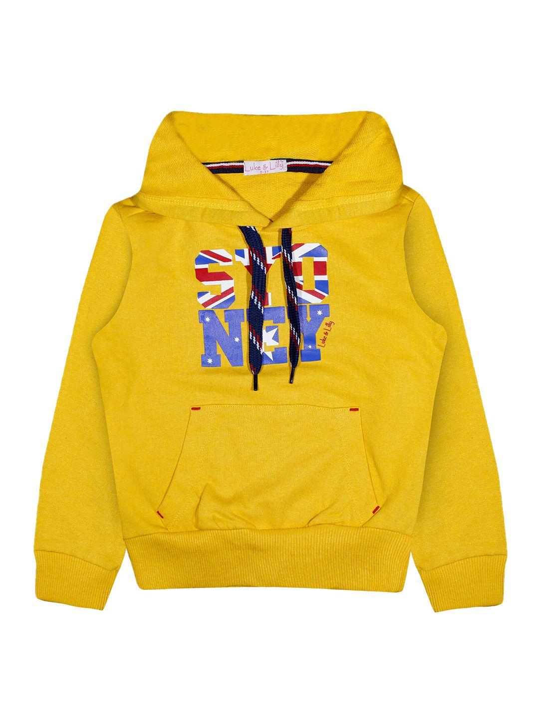 luke & lilly boys yellow printed hooded sweatshirt