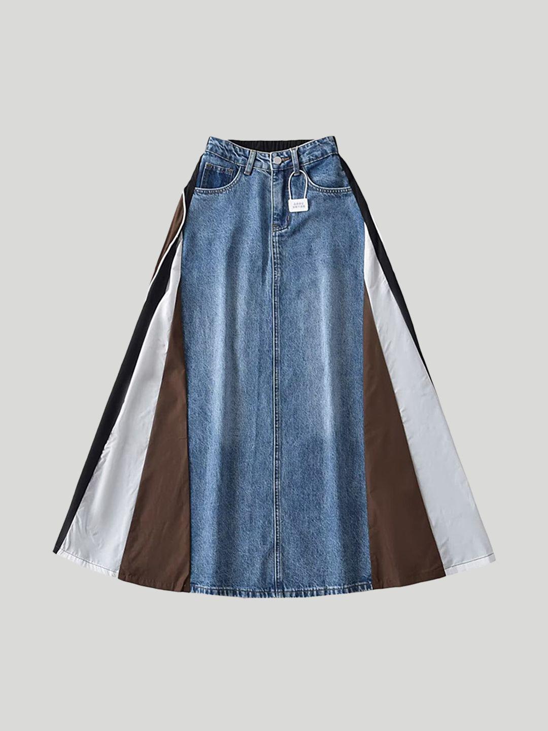 lulu & sky colourblocked a-line maxi skirt