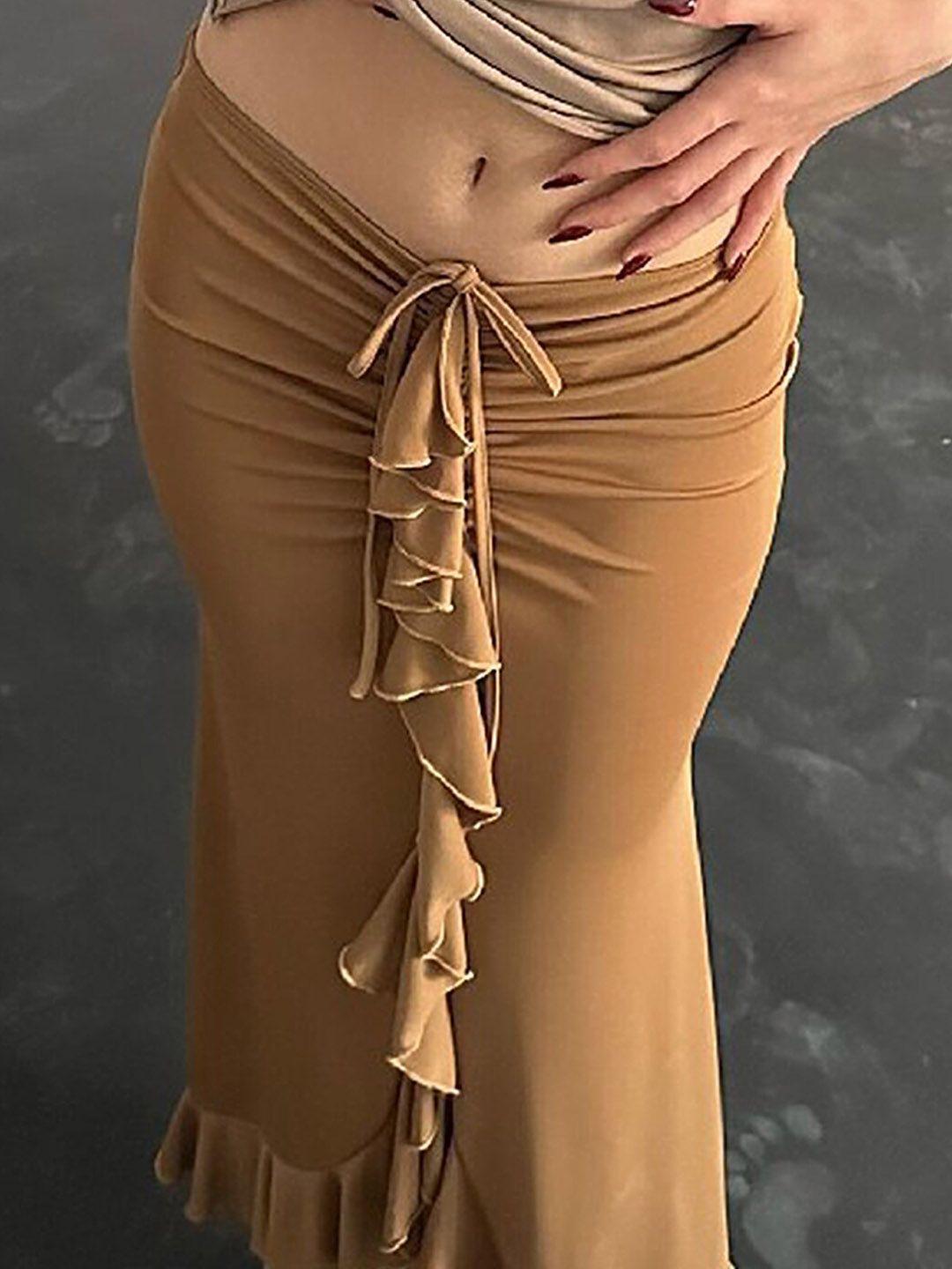 lulu & sky draped v-shape low-waist straight maxi skirts
