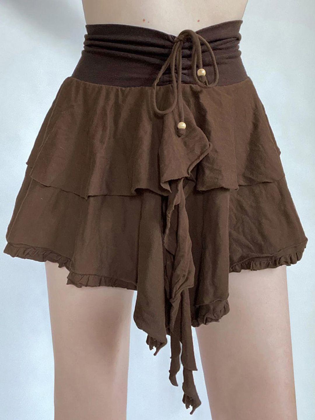 lulu & sky high-waist drawstring mini skirt