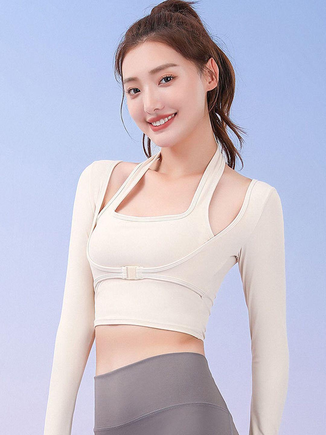 lulu & sky square neck crop fitted sports top