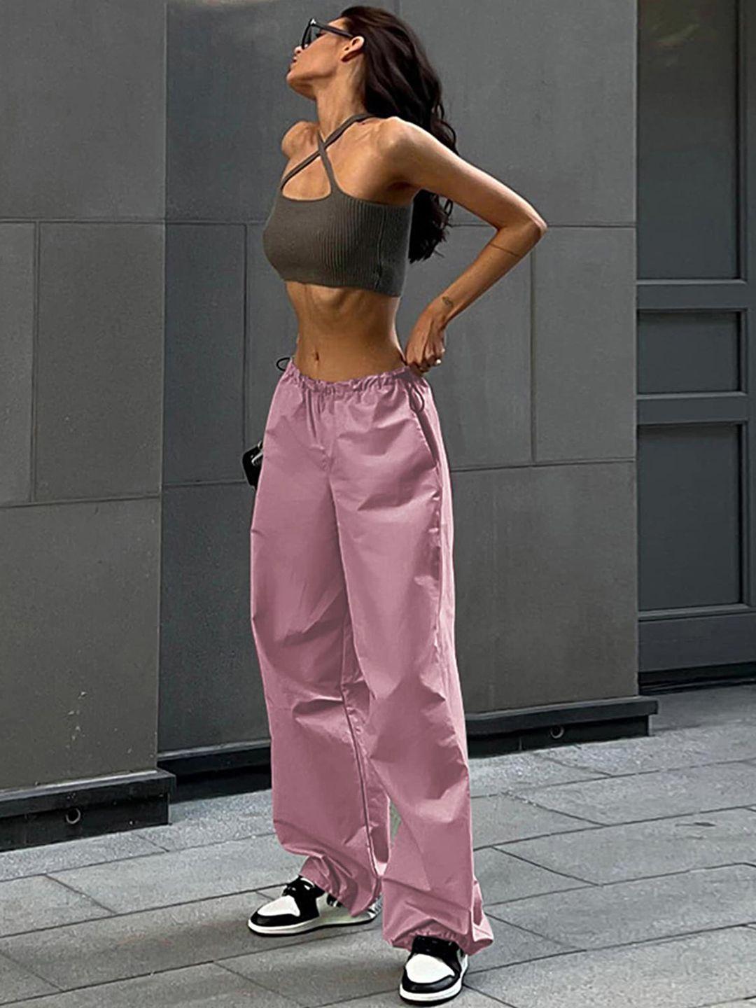 lulu & sky women pink loose fit low-rise trousers