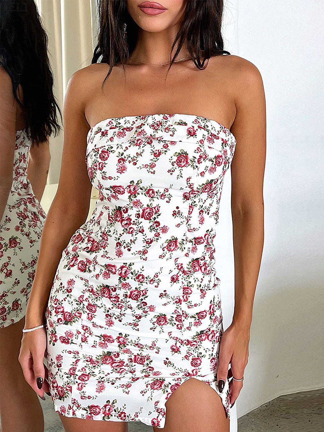 lulu & sky  floral print offshoulder bodycon dress