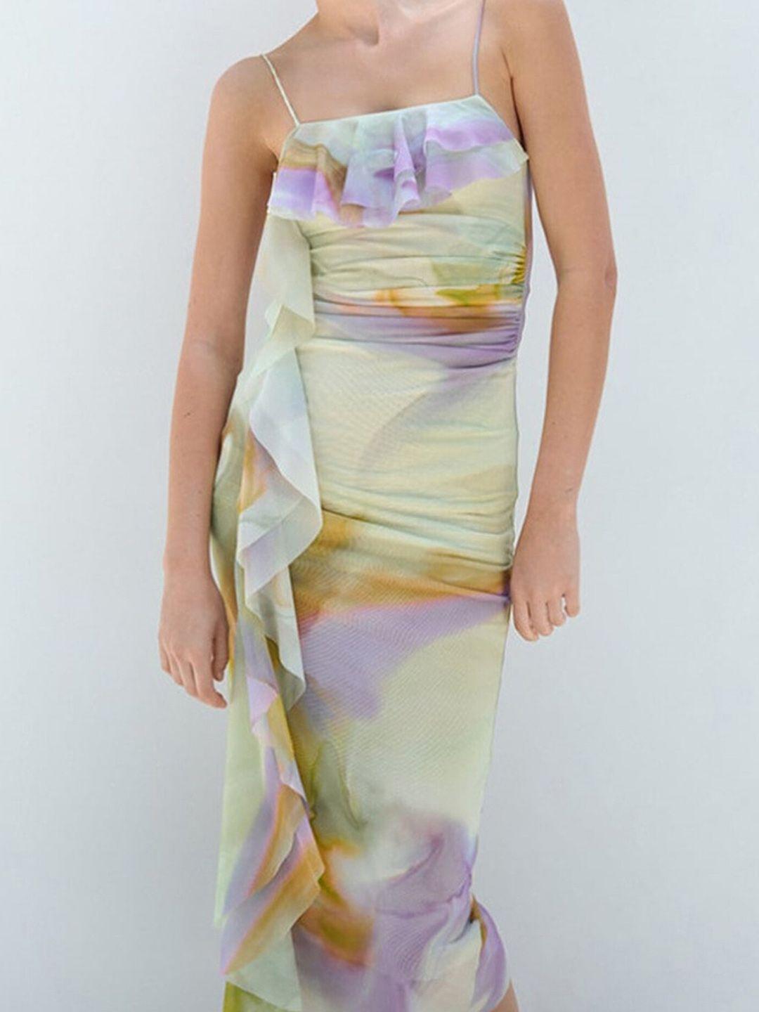 lulu & sky abstract printed a-line midi dress