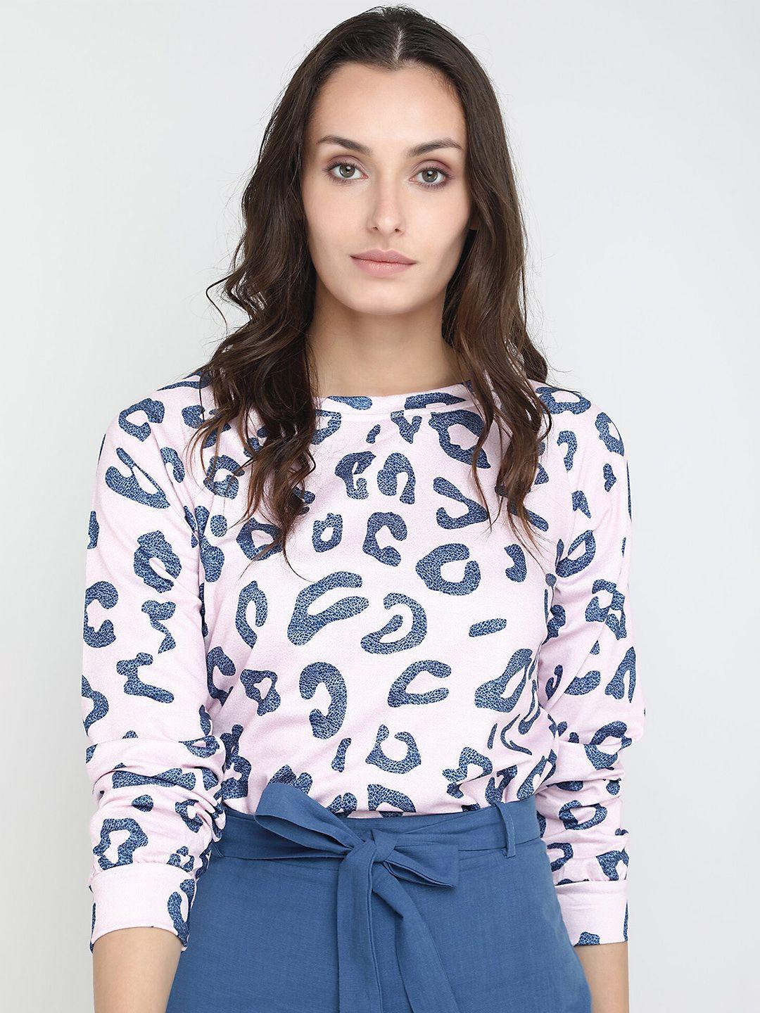 lulu & sky abstract printed round neck long sleeves pullover sweater