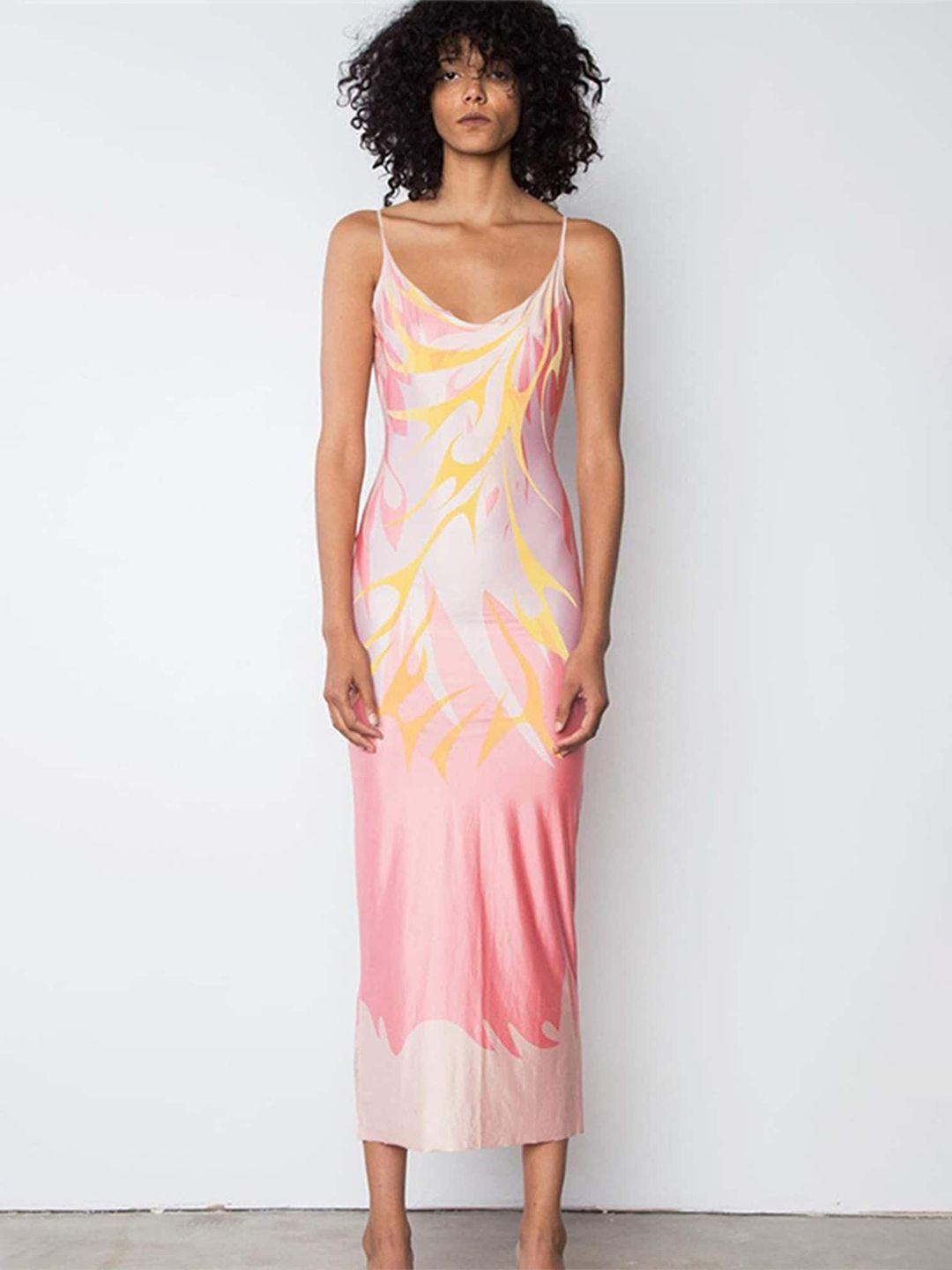 lulu & sky abstract printed shoulder straps sheath dress