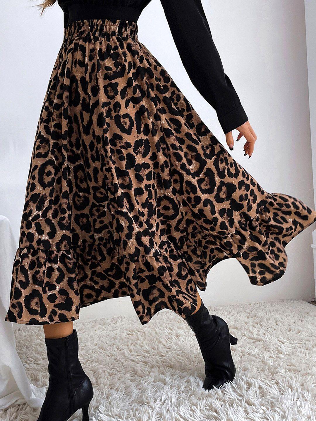 lulu & sky animal printed skater flared midi skirt