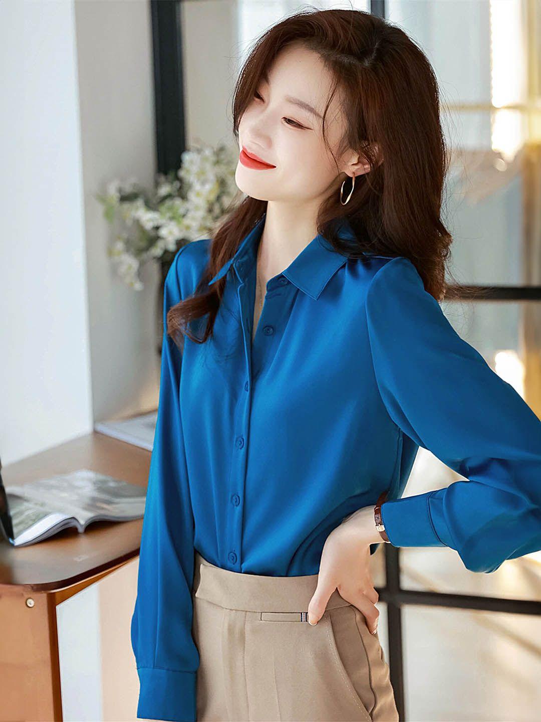 lulu & sky blue shirt style top