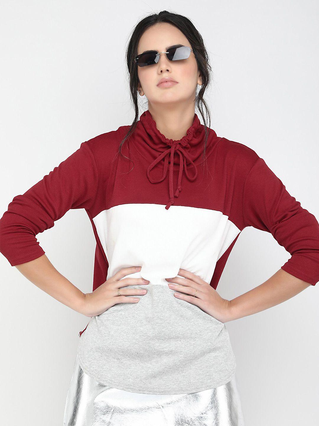 lulu & sky colourblocked mock collar pullover