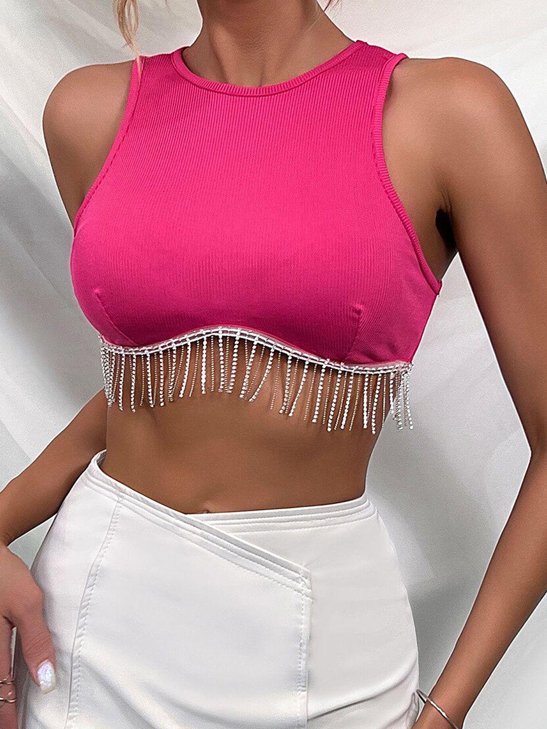 lulu & sky embellished sleeveless crop bralette top