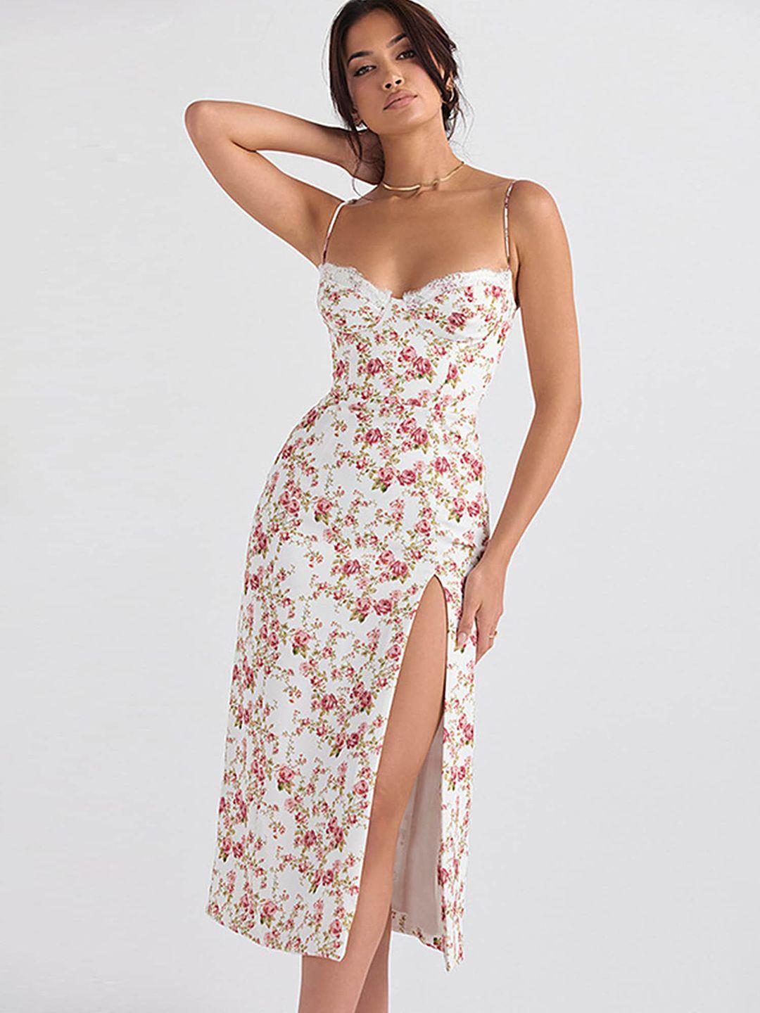 lulu & sky floral print fit & flare midi dress