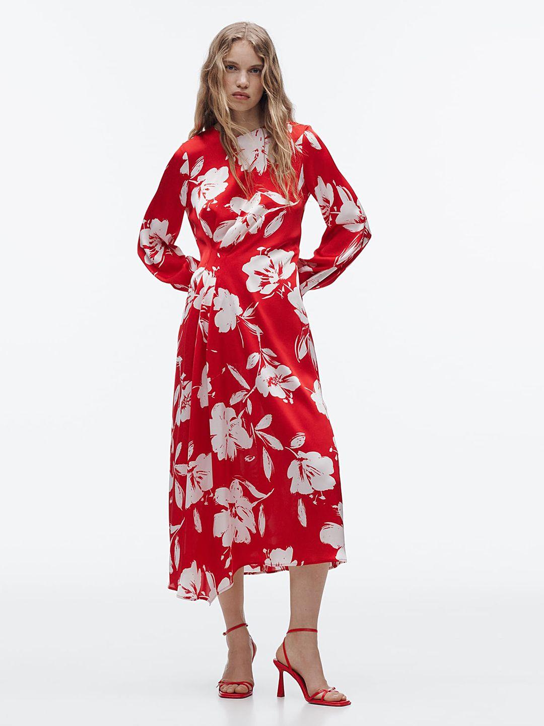 lulu & sky floral printed fit & flare midi dress