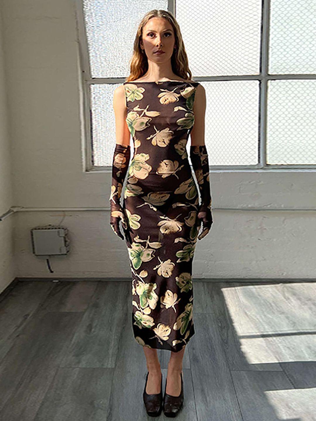 lulu & sky floral printed sheath midi dress