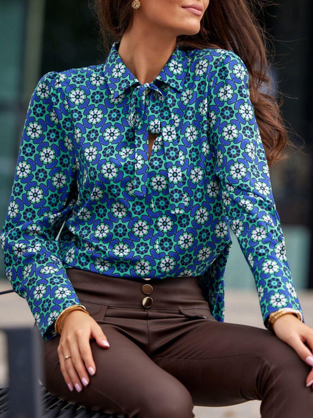 lulu & sky floral printed shirt collar top