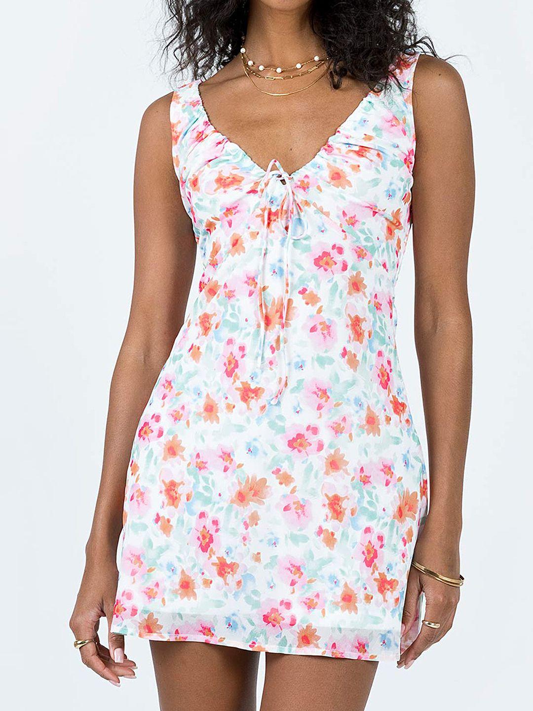 lulu & sky floral printed sleeveless a-line mini dress