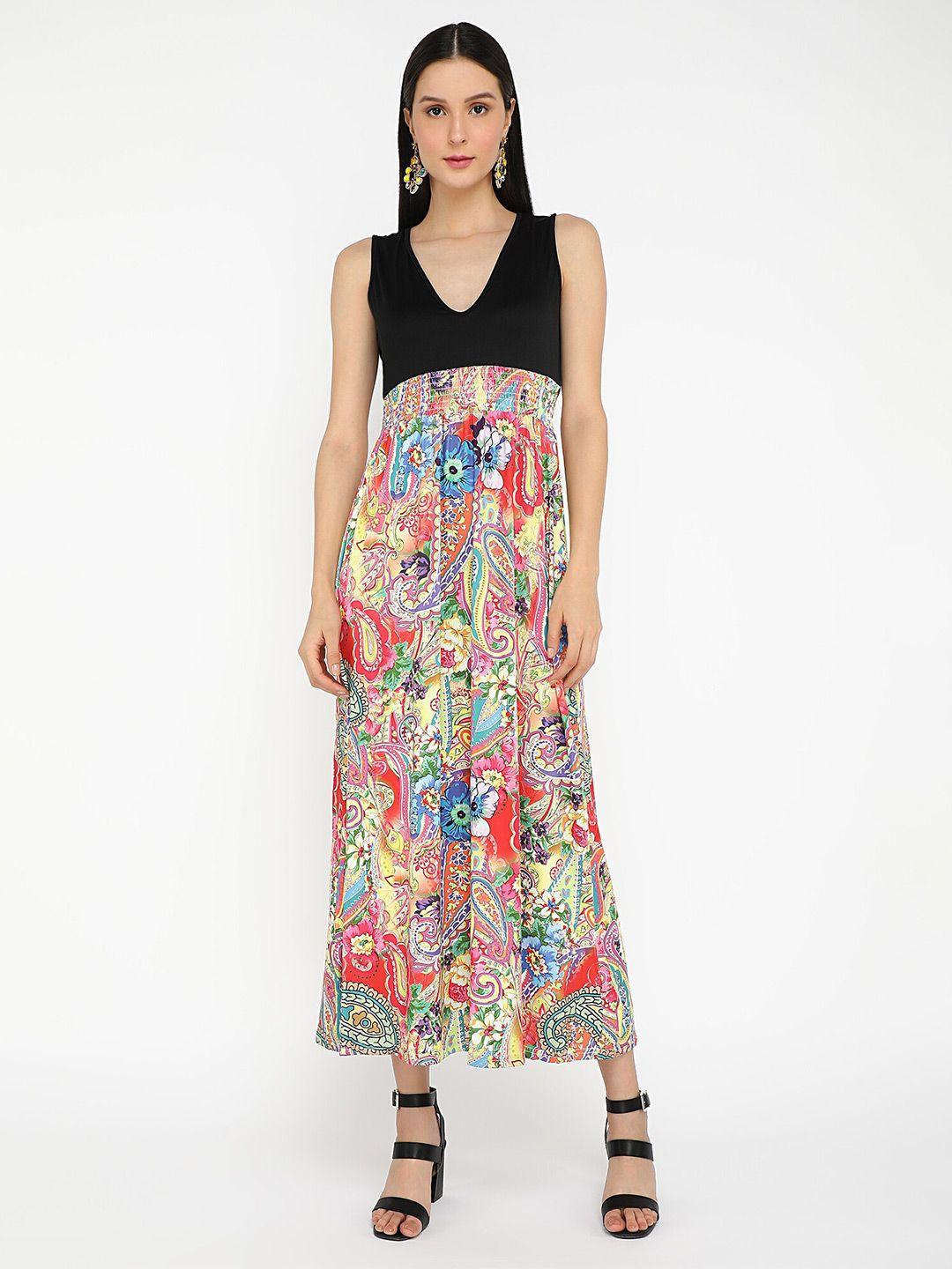 lulu & sky floral printed v-neck a-line maxi dress