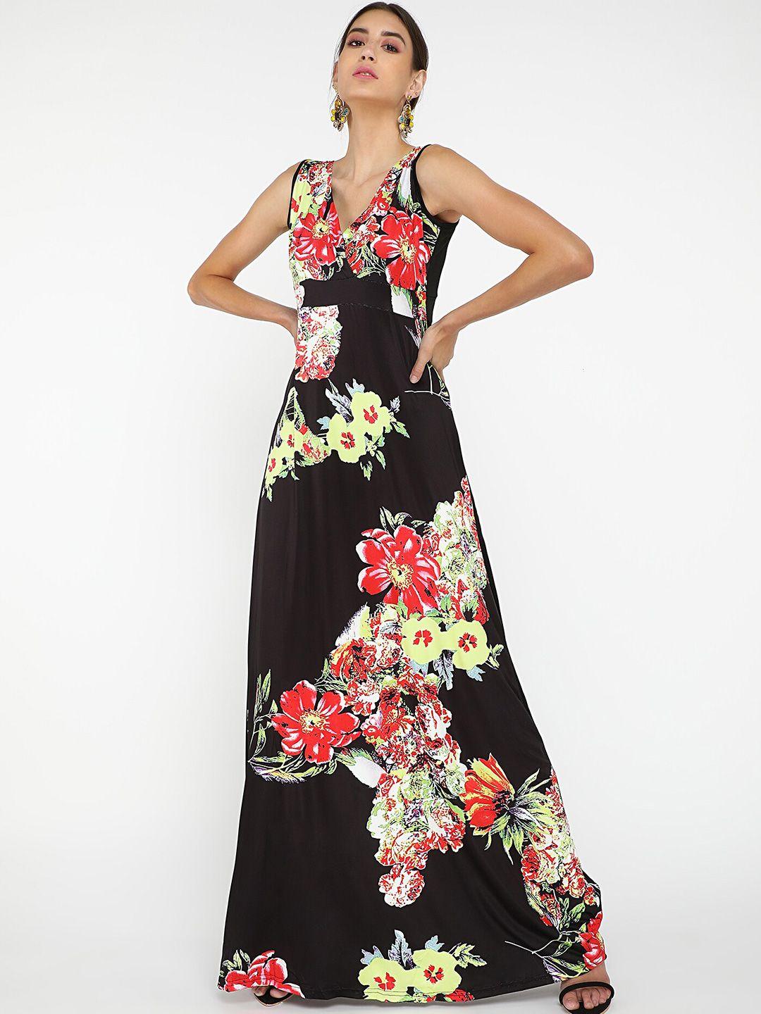 lulu & sky floral printed v-neck maxi dress