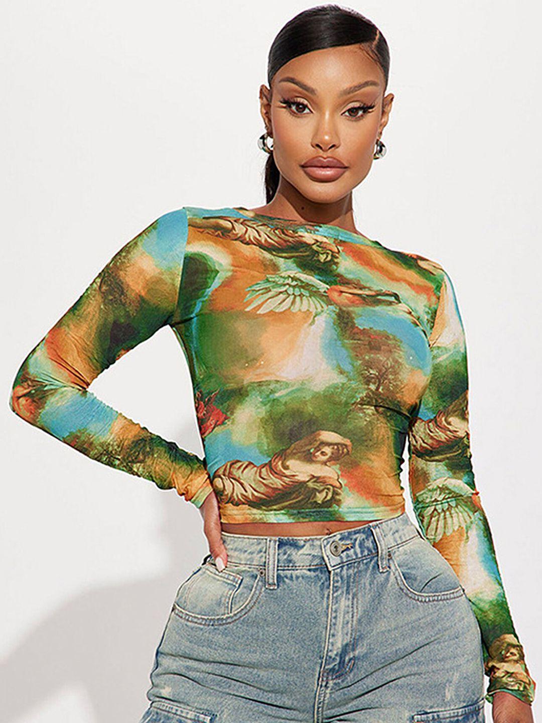 lulu & sky green print top