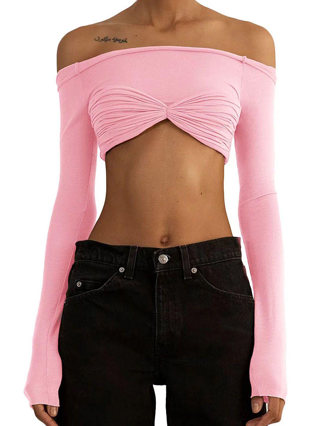 lulu & sky off-shoulder bardot crop top