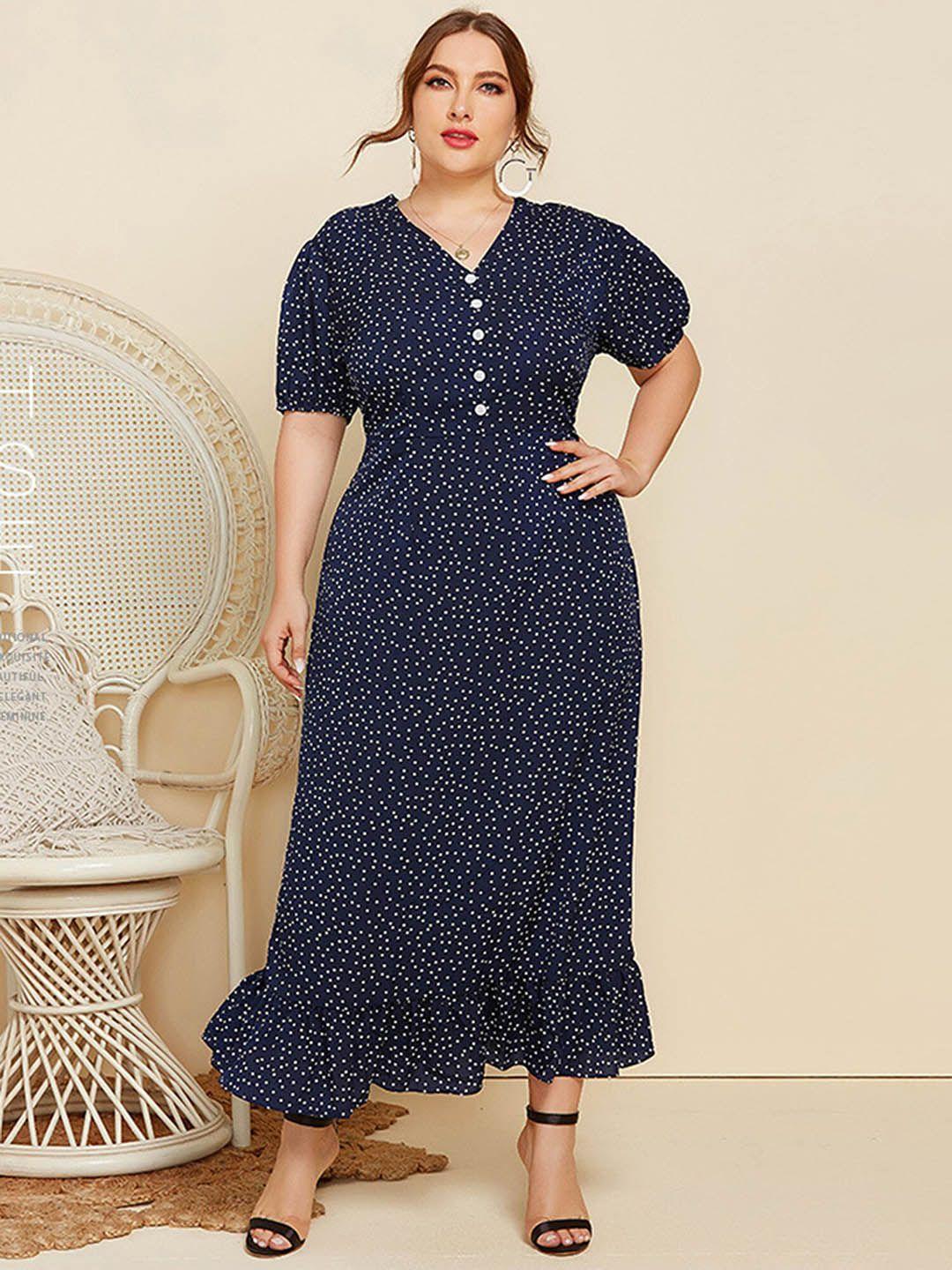 lulu & sky plus size polka dots printed maxi dress