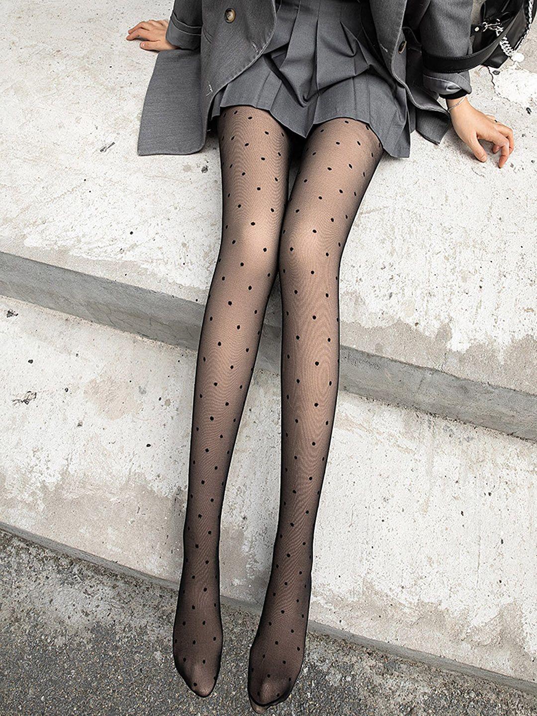 lulu & sky polka dot printed sheer stockings