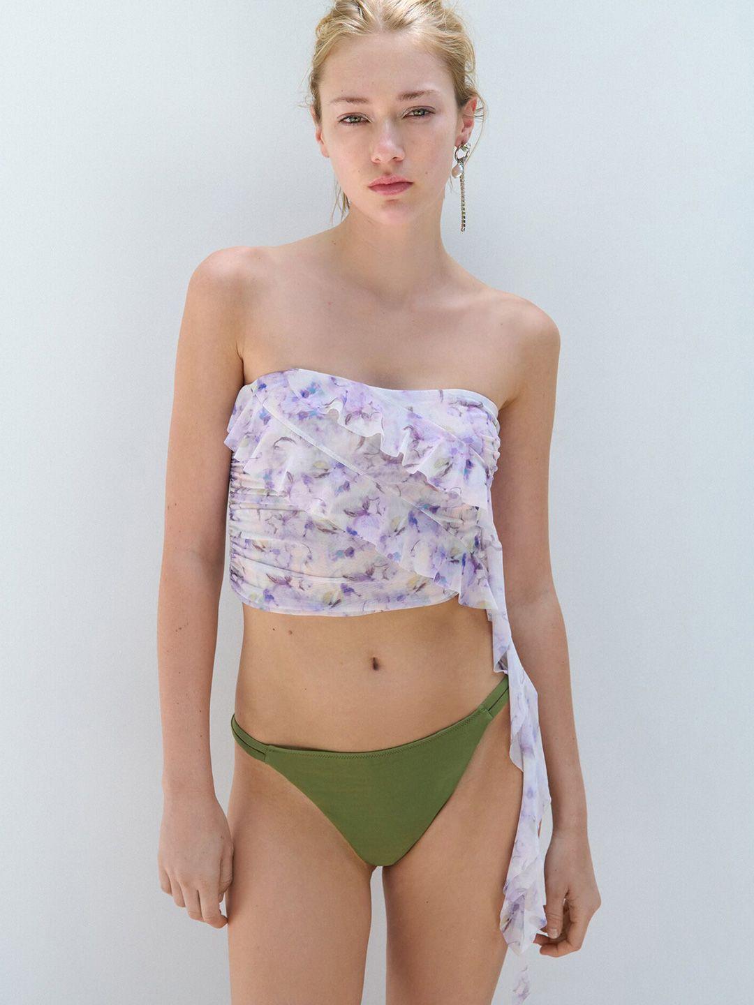 lulu & sky purple floral print tube crop top