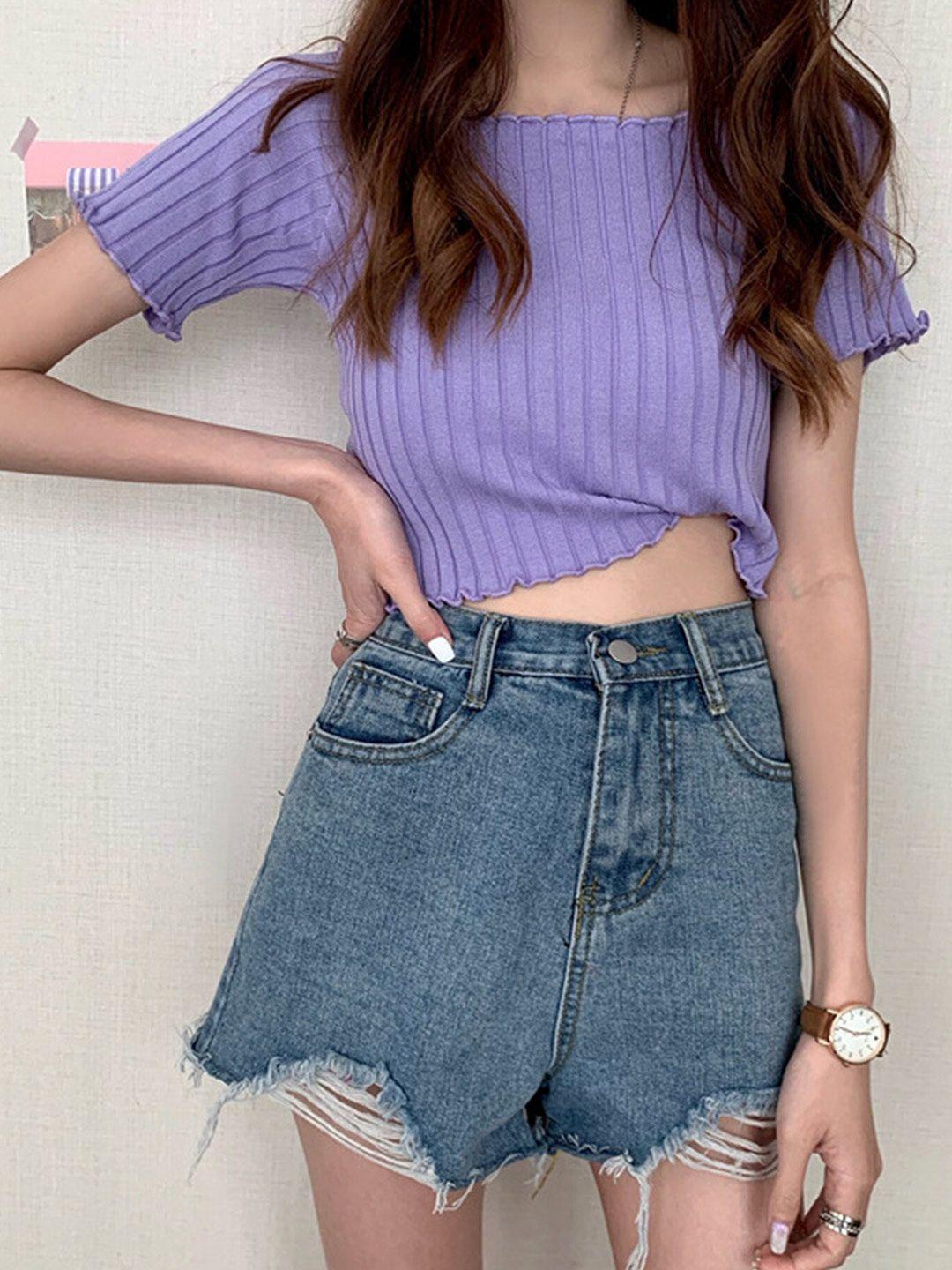 lulu & sky purple striped crop top