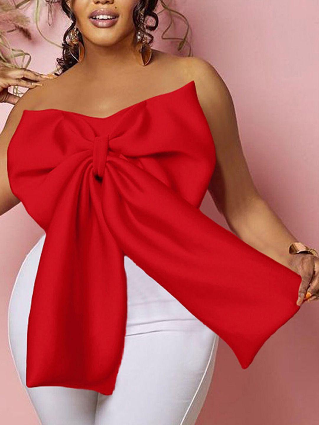 lulu & sky red off-shoulder tube top