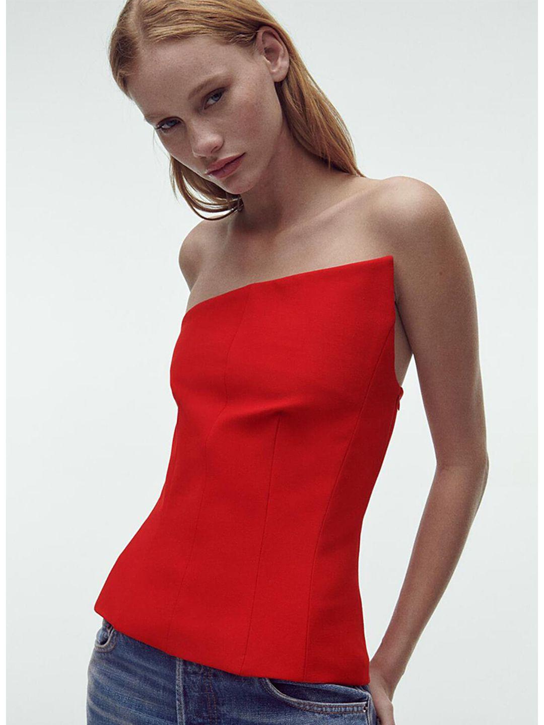 lulu & sky red off-shoulder tube top