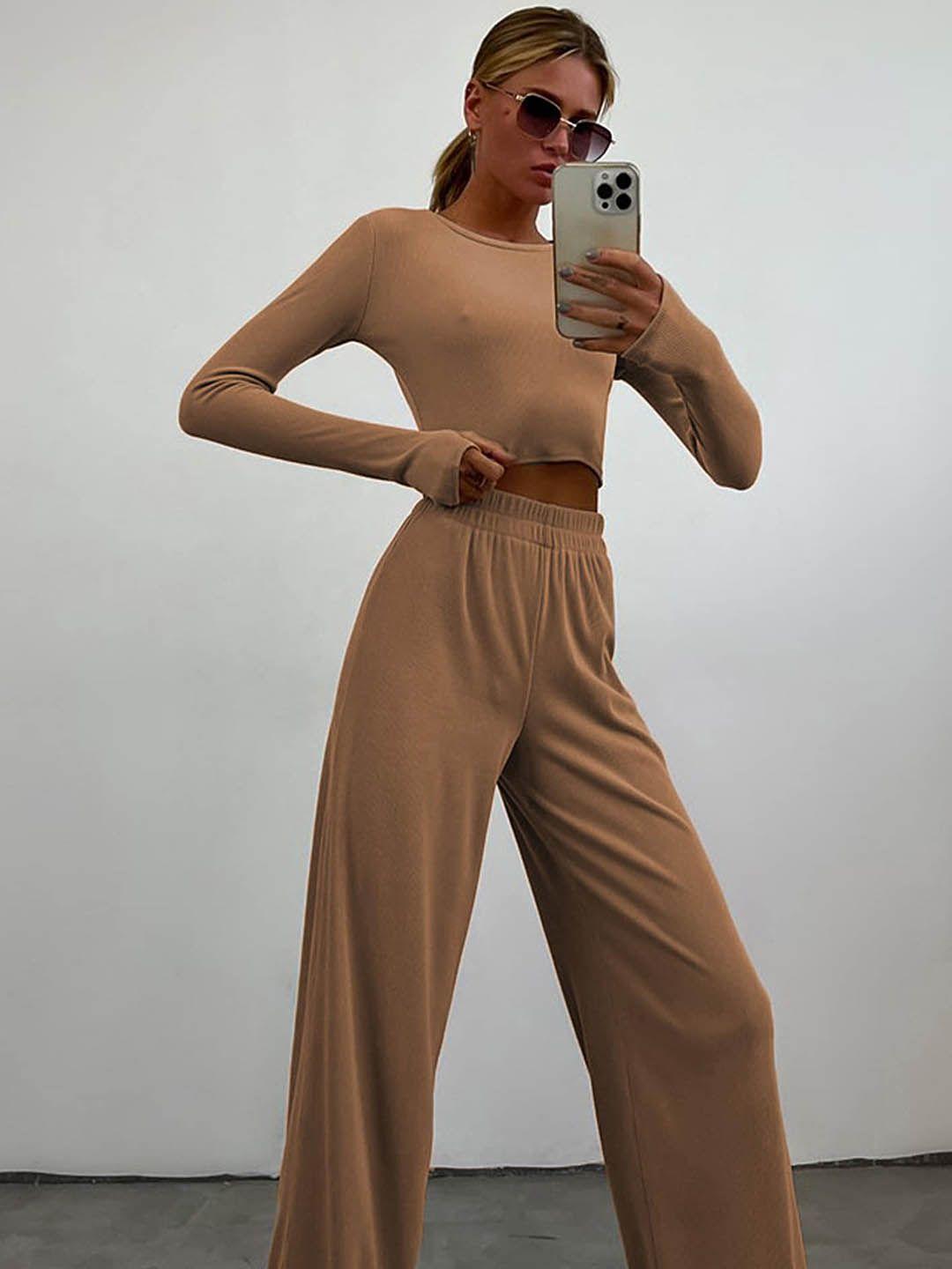 lulu & sky round neck crop top & mid-rise trouser co-ords