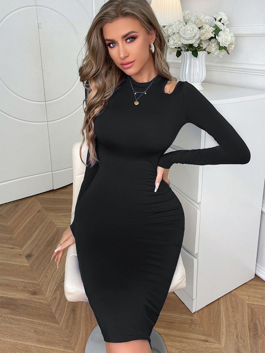 lulu & sky round neck cut out details bodycon dress