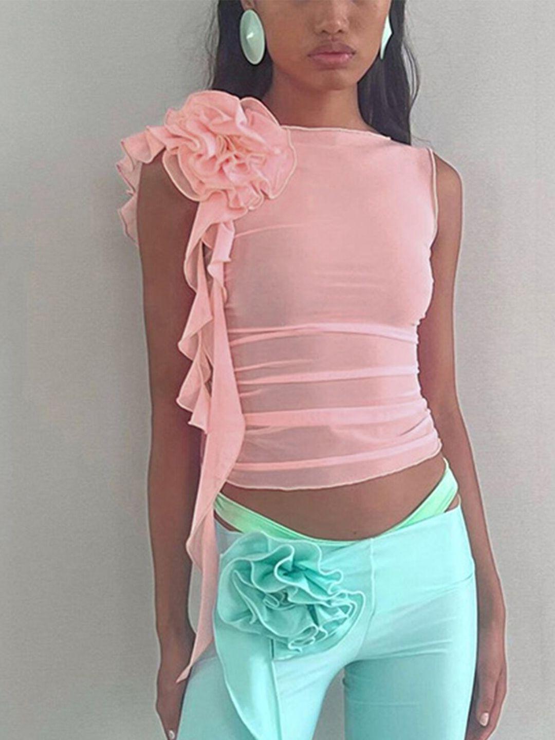 lulu & sky ruffled fitted crop top