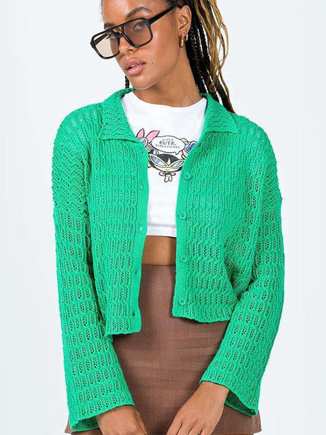 lulu & sky shirt collar crop button down knitted cardigan shrug