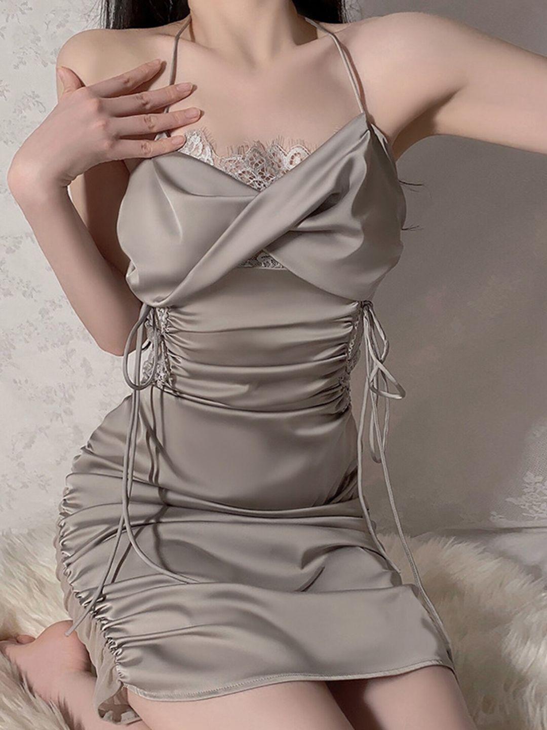 lulu & sky shoulder straps lace satin nightdress