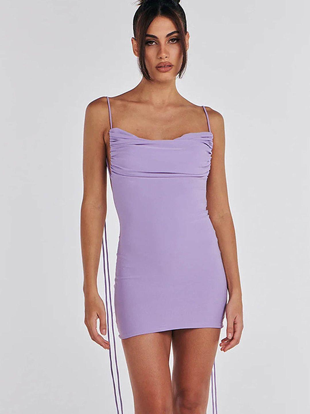 lulu & sky shoulder straps ruched bodycon mini dress