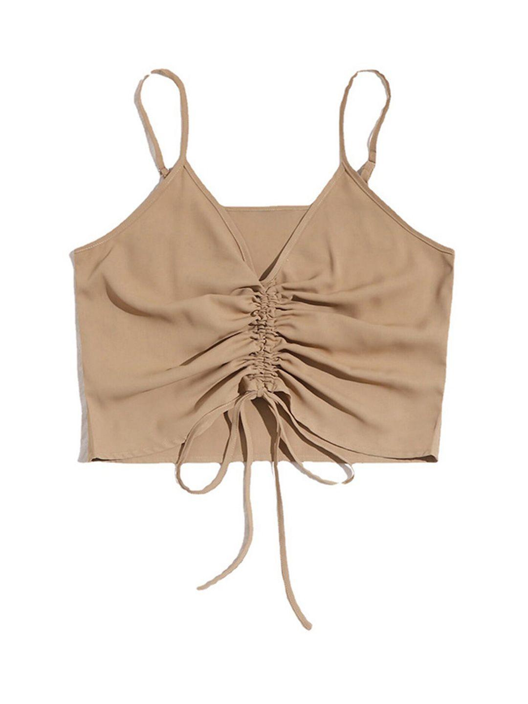 lulu & sky shoulder straps ruched regular crop top