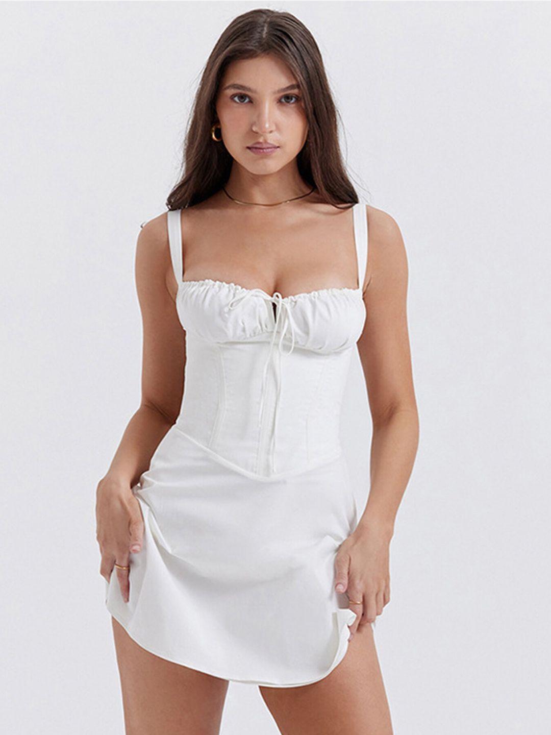 lulu & sky shoulder straps tie-ups a-line mini dress