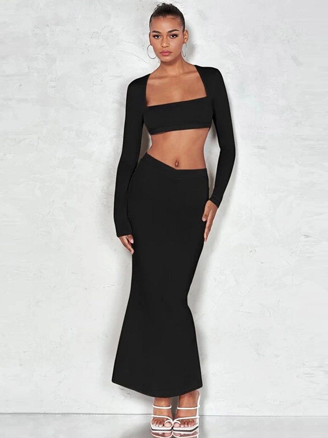 lulu & sky square neck crop top with pencil maxi skirt