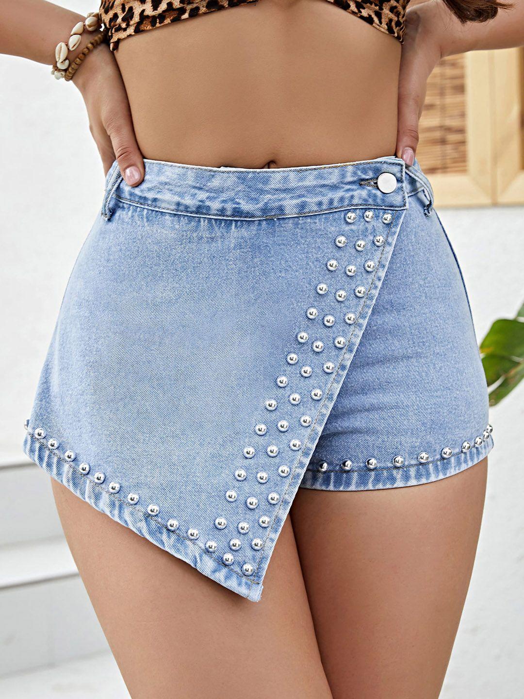 lulu & sky straight mini denim skorts