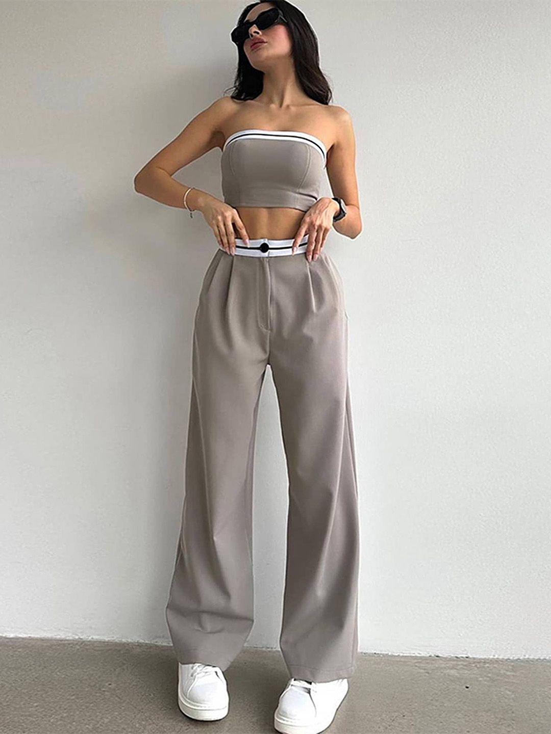 lulu & sky strapless tube top with flared trousers co-ords