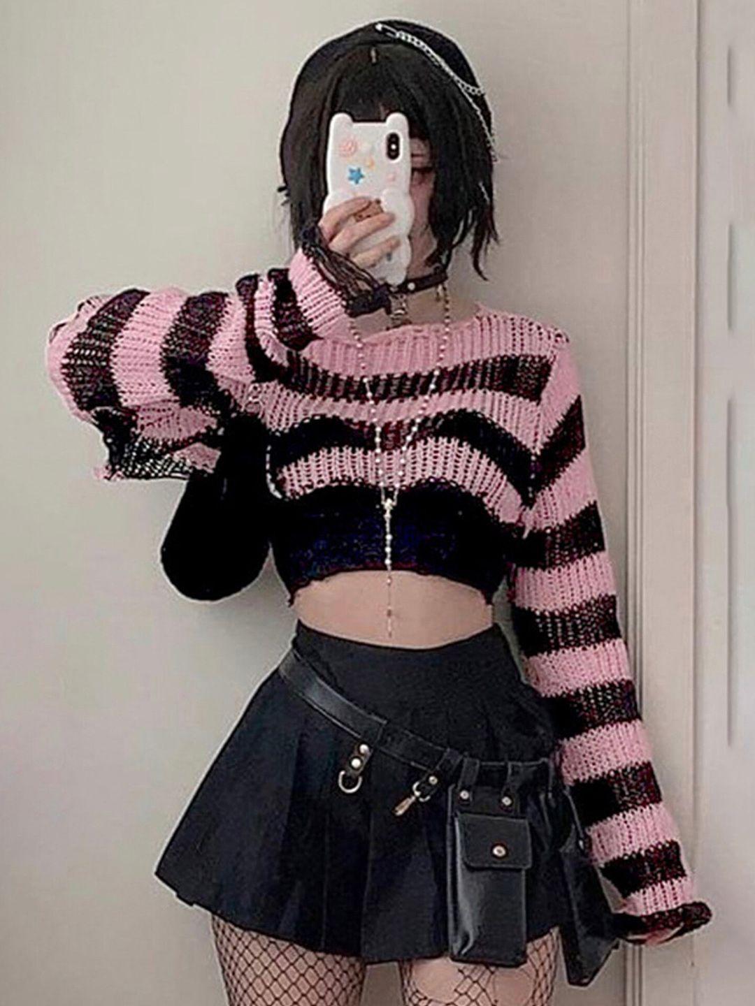 lulu & sky striped crop pullover sweater
