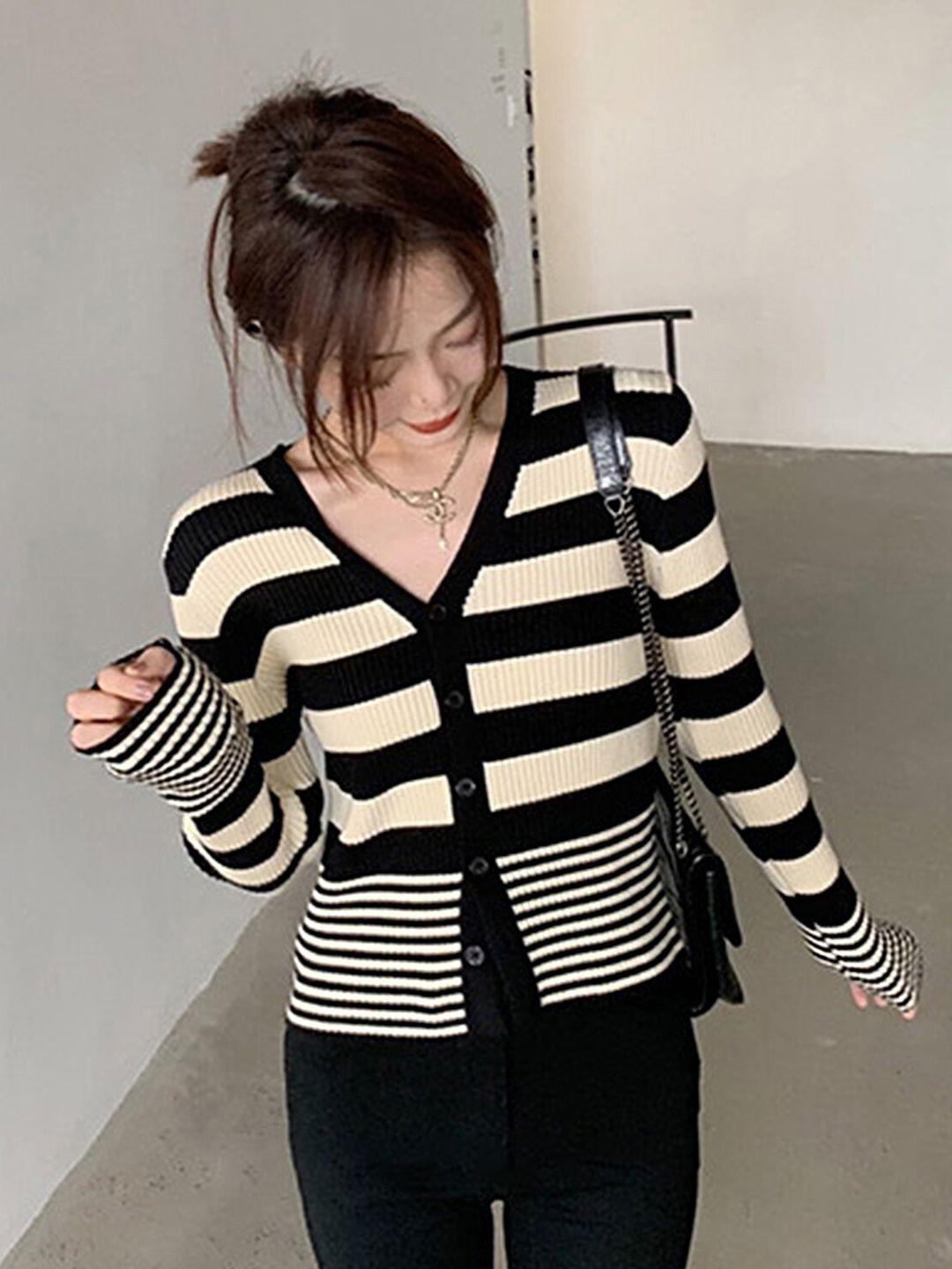 lulu & sky striped ribbed cardigan sweater
