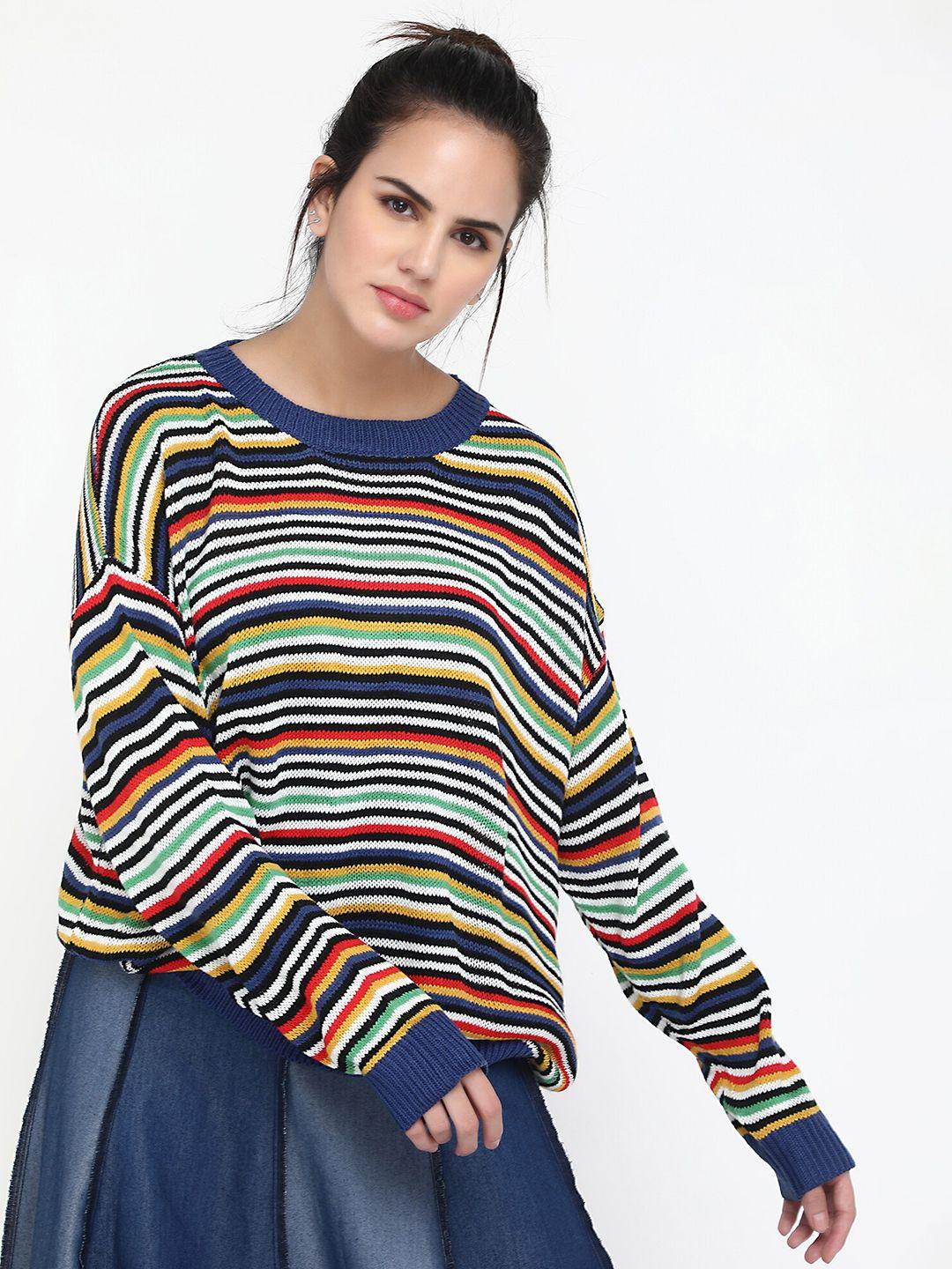 lulu & sky striped round neck pullover sweater