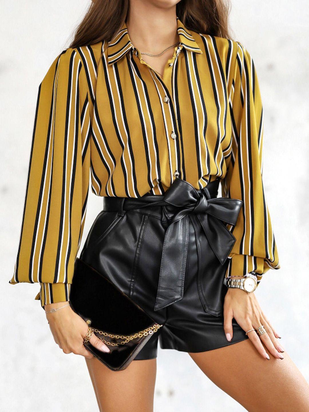 lulu & sky striped spread collar shirt style top