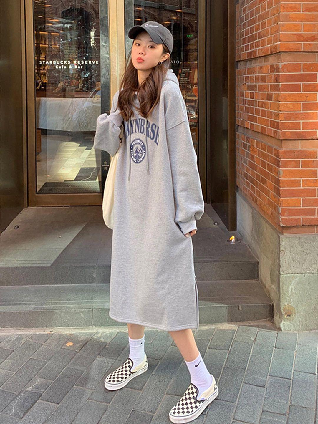 lulu & sky typography printed hooded t-shirt dress