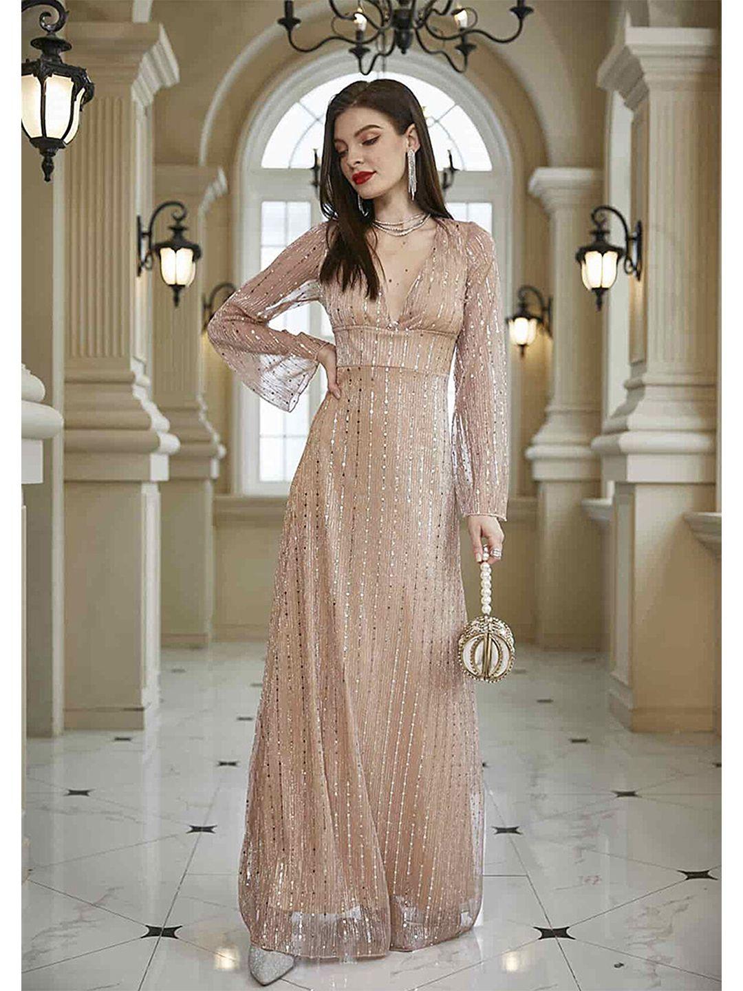 lulu & sky v-neck embellished maxi dress