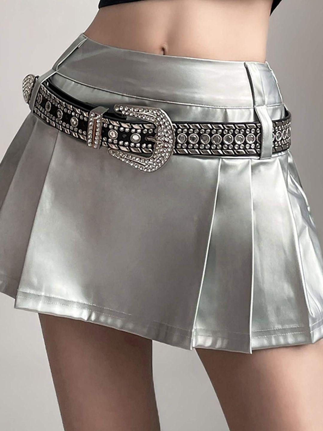 lulu & sky wide pleated straight mini skirt